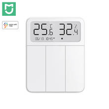 Xiaomi-interruptor inteligente de parede mijia, controle remoto sem fio, 3 interruptores chave, com tela lcd digital de temperatura e umidade 2024 - compre barato