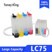 Toney king-sistema de tinta contínua lc 75 para impressora brother j6710cdw j5910cdw j825n j955dn, com chip de redefinição 2024 - compre barato