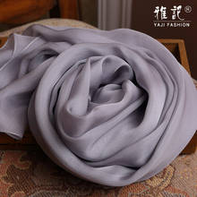Real 100%  silk scarf women gray  Luxury Brand  Large size soft elegant autumn spring summer  long silk scarf lady solid color 2024 - buy cheap