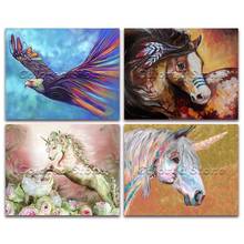 5D Full Square Diamond painting embroidery Cross stitch Animal colorful bird eagle horse unicorn 3D DIY Drill Drawing mosaic 054 2024 - buy cheap