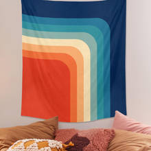 Tapeçaria de parede colorida, tapeçaria de parede em cores de arco-íris, decoração geométrica, cobertor de parede, decoração de casa, tapeçaria de pendurar na parede 2024 - compre barato