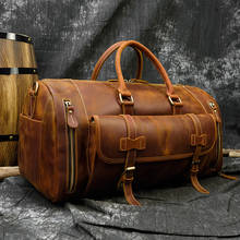 Retro Style Leather Travel Handbag Fashion Crazy Horse Mens Leather Bag Shoulder Travel Bag Natural Cow Skin High Capacity 2024 - buy cheap
