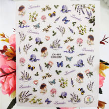 3D Nail Sticker Flowers Butterfly Lavender Stickers for Nails Decoraciones Designer Foil Decals Adhesive Manicure Accessories 2024 - buy cheap