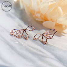 Серьги-бабочки Aazuo, розовое золото 18 К, вечерние настоящими бриллиантами 2024 - купить недорого