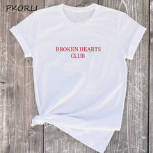 Женская и мужская футболка с короткими рукавами, летняя хлопковая Футболка с принтом в стиле Харадзюку, с изображением разбитых сердец 2024 - купить недорого
