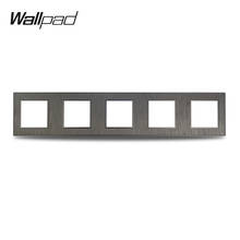 Wallpad S6 DIY Quintuple 5 Way Black Brushed PC Panel For Wall Switch Socket Imitating Aluminum Plate Free Combination, 430*86mm 2024 - buy cheap