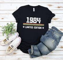 Camiseta feminina de 37 anos com tema de aniversário, camiseta vintage de 1984 algodão para homens e mulheres, tamanho grande, 100% 2024 - compre barato