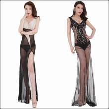 Women Sexy Mesh Transparent Evening Maxi Dress Long Backless Erotic Lace Tank Dress Split Hem Exotic Prom Nightclub Party Dress 2024 - buy cheap