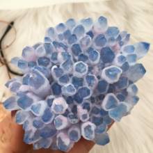 Piedra de racimo de cristal transparente azul Natural, piedra de desmagnetización, purificación, energía curativa, decoración, 1 pieza 2024 - compra barato