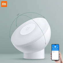 Xiaomi mijia luz noturna de indução, versão bluetooth 3 em 1, brilho ajustável com aplicativo mijia 360 °, rotativo para uso doméstico inteligente 2024 - compre barato