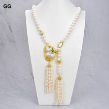 GG Jewelry-Colgante de perla grande Keshi, collar asimétrico de perla blanca cultivada de 36 "y 10mm 2023 - compra barato