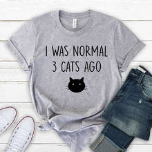 Женская футболка из 100% хлопка с принтом «I Was Нормальный 3 Cat Ago» 2024 - купить недорого