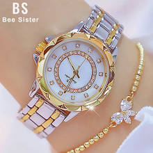 Relógio com brilhante feminino, relógio de pulso feminino de marca de luxo com strass e ouro rosa, elegante, 2020 2024 - compre barato