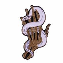 Creepy Snake Hand Skull Enamel Pin vintage halloween Brooch Skeleton Badge Creepy gift 2024 - buy cheap