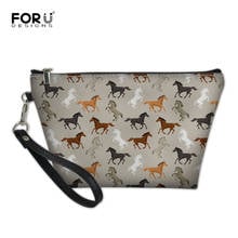 FORUDESIGNS Women Makeup Bag Wild Bush Horses Leather Cosmetic Bag Travel Organizer Beautician Vanity Toiletry Necessaire Femme 2024 - buy cheap