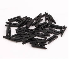 100pcs Black Wooden Clothes Pins Pegs Mini Clothespins Clips Card Holder Wedding Crafts 25mm 2024 - купить недорого