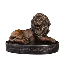 Bronze Lying Lion Statue Sculpture Wild Animal Figurine Art Indoor Study Decoration 2024 - buy cheap