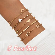 5 Pcs/Set Bohemian Gold Color Punk Star Moon Bracelets Set Trendy Bracelets for Women Personality Jewelry Gifts 2024 - buy cheap