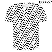 Camiseta con estampado 3D para hombres, mujeres y niños, ropa de calle con diseño de rayas divertidas, de moda, informal, fresca, de verano 2024 - compra barato