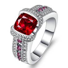 Glamour jewelry delicate luxury red zircon women's ring girls party accessories engagement wedding ring lover gift 2024 - buy cheap