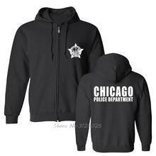 Толстовка мужская флисовая с капюшоном, свитшот с надписью «полиция Чикаго», уличная одежда, смешные худи в стиле Харадзюку 2024 - купить недорого