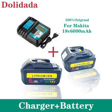 Bateria recarregável de íon de lítio bl1860, 18 v 6000mah, para makita, bateria de 18 v, bl1840, bl1830, bl1860b lxt 400 + carregador 2024 - compre barato