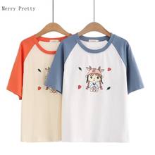 Short Sleeve O-neck Casual Cotton T-Shirts Women Clothing 2021 Summer Sweet Style Ladies Basic Patchwork Kawaii Cute Tops Tees 2024 - buy cheap