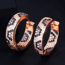 Zlxgirl jewelry Brown Peach Leopard Print Copper Drop Earrings For Women Personality animal Zirconia Ear Accessories 2024 - buy cheap