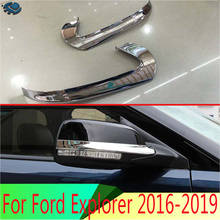2 pçs estilo do carro para ford explorer sport 2016 2017 abs chrome porta lateral espelho esfregando tira espelho retrovisor decoração capa 2024 - compre barato