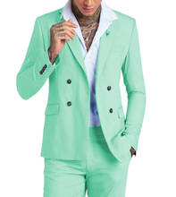 Ternos masculinos regulares, 2 peças, feitos em hortelã, verde, smoking, formal, para casamento (blazer + calça) 2024 - compre barato
