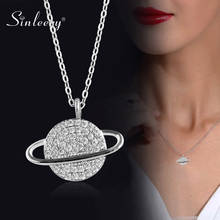SINLEERY Unique Design Planet Pendant Necklace Rose Gold Silver Color Zircon Inlay Women Fashion Jewelry XL625 SSB 2024 - buy cheap