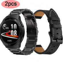 Pulseiras de aço inoxidável para relógio inteligente, para huawei watch gt 2e 46mm/gt 2/active 46mm/gt, pulseiras de couro para honor magic2 2024 - compre barato