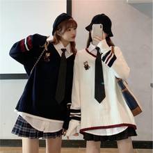 Pulôveres e suéteres japoneses femininos outono inverno uniformes estilo escolar bordado de urso suéter de malha macio quente feminino 2021 2024 - compre barato