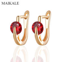 MAIKALE Classic Round Korea Design MultiColor Zirconia Small Stud Earrings for Women Jewelry Wedding Party Gifts High Quality 2024 - buy cheap