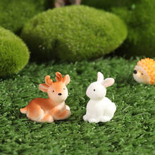 1 pcs Moss Terrarium Miniature Rabbit Deer Chicken Duck Animals Figurines Resin Crafts Micro Landscape Doll House Ornament 2024 - buy cheap