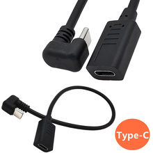 Type C Up Down Right Angle 180 Degree USB 3.1 Male to Female Extension USB-C Charging Data Converter Adapter Cable 0.3m/30cm 2024 - купить недорого