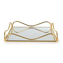 DOLBOVI Silk Gold Metal Mirrored Wavy Rectangle tray 24x34 Cm tray поднос plateau de service 2024 - buy cheap