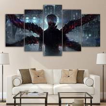 Pôster de arte de parede, 5 peças, anime japonês tokyo ghoul arte em tela impressão hd sala de estar decoração de casa pintura de decoração imagens modulares 2024 - compre barato