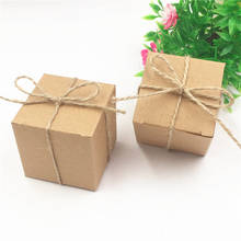 24pcs/Lot Handcraft Mini Cube Kraft Paper Boxes For Anniversary Baking Little Cake DIY Container Storage Boxes With Hemp Strings 2024 - купить недорого