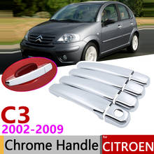 for Citroen C3 MK1 2002~2009 Chrome Exterior Door Handle Cover Car Accessories Stickers Trim Set 2003 2004 2005 2006 2007 2008 2024 - buy cheap