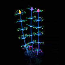 Planta de coral artificial multicolorido silicone decoração do tanque de peixes planta fluorescente aquário grama de água 2024 - compre barato