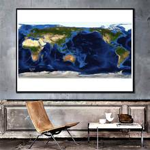 150x100cm Satellite Map of The World Topography And Bathymetry Non-woven Spray Painting Map 2024 - buy cheap