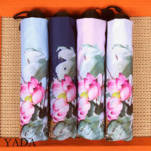 YADA 2020 INS Big Lotus Flowers Pattern Pencil Umbrella 3-Folding Umbrellas For Girl Women Anti-UV Super Light Umbrella YD200325 2024 - buy cheap