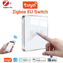 Interruptor de pared sin cable neutro para el hogar, pegatina de Interruptor táctil, funciona con la aplicación Smart Life, Tuya, Zigbee, 1, 2 y 3 entradas 2024 - compra barato