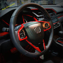Lapetus-embellecedor de cubierta de Panel de volante para coche, accesorios para Honda CRV CR-V 2016-2020, ABS, aspecto rojo/fibra de carbono 2024 - compra barato