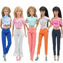 Комплект одежды для куклы Барби, комплект из 5 предметов, клетчатая рубашка, жилет, брюки, платье, купальник, спортивная одежда, модная повседневная одежда, аксессуары для кукол Барби 2024 - купить недорого