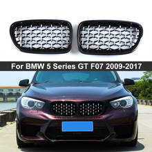 Rejilla delantera de riñón doble para BMW, accesorio de color negro con acabado cromado, estilo Diamante, para BMW serie 5 GT F07 Gran Turismo 535i 550i 2009-2017, 2 piezas 2024 - compra barato