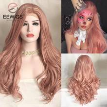 Rose Pink Loose Wave Synthetic Lace Front Wig With Natural Hairline Heat Resistant Platinum Blonde for Black Women EEWIGS 2024 - buy cheap