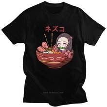 Funny Demon Slayer Kimetsu No Yaiba T Shirt For Men Short Sleeved Anime Manga Ramen Nezuko Casual Tee Cotton T-shirt Harajuku 2024 - buy cheap
