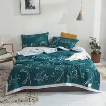 Papa&Mima Cartoon Green Dinosaurs Summer Air Conditioning Quilt StitchingThrows Blanket Washable Cotton Twin Queen Size 2024 - buy cheap